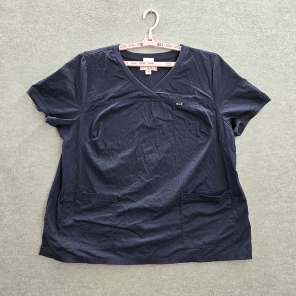 Koi‎ Women Scrub Top 3X Blue Short Sleeve Cotton Polyester